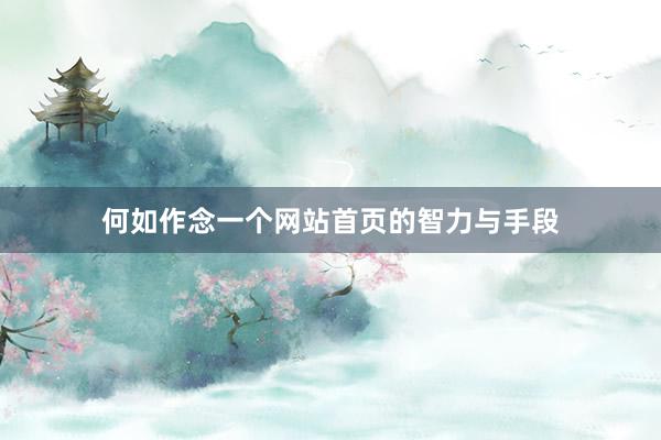 何如作念一个网站首页的智力与手段